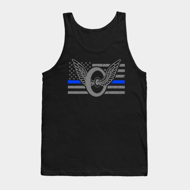 Motorcycle Cop - Thin Blue Line Flag - Motor Unit Tank Top by bluelinemotivation